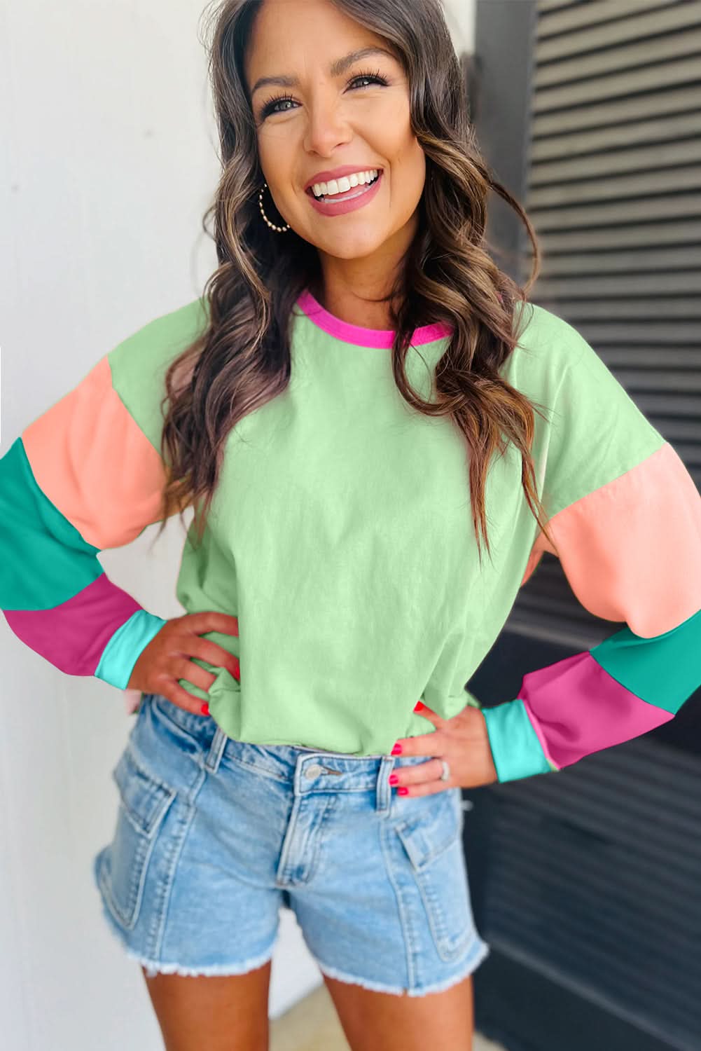 Oversized green colorblock top - Love Salve